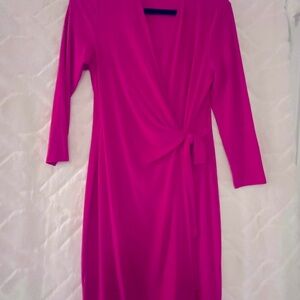 Sexy hot pink wrap dress great for holiday party.  Like new. Size 6